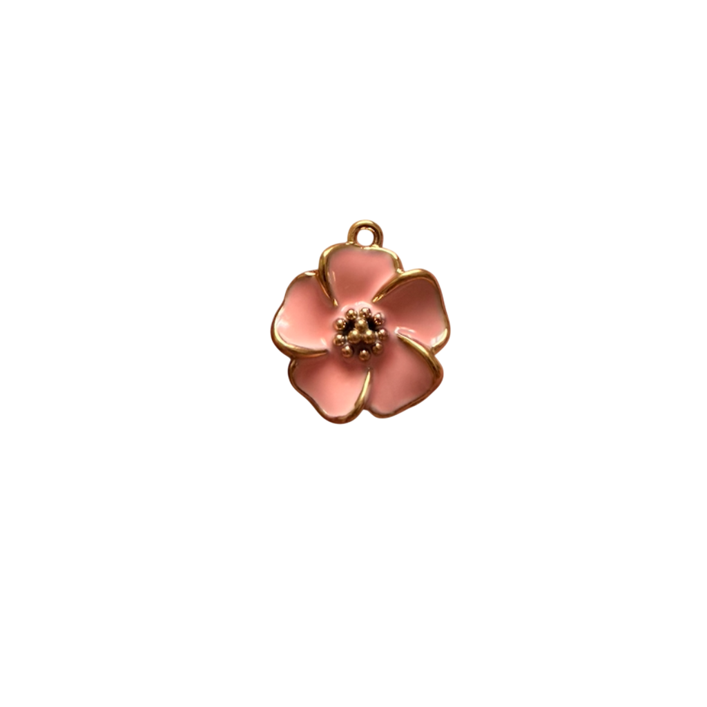 Fleur émaillée rose poudré